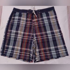 Old Navy Retro Men's Lg Plaid Board Shorts. Unlined swim trunks, drawstrings